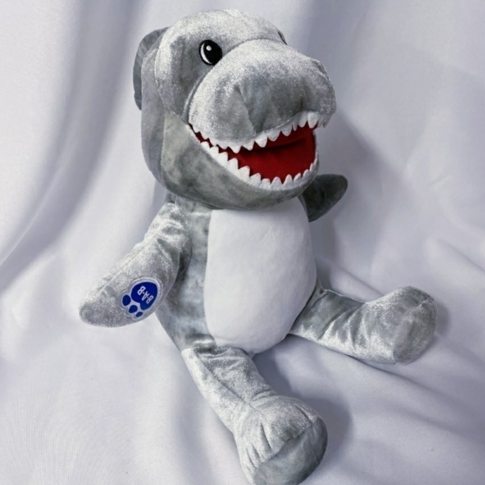 Build A Bear Workshop Toothy Great White Shark 14" Grey Stuffed Animal Plush EUC